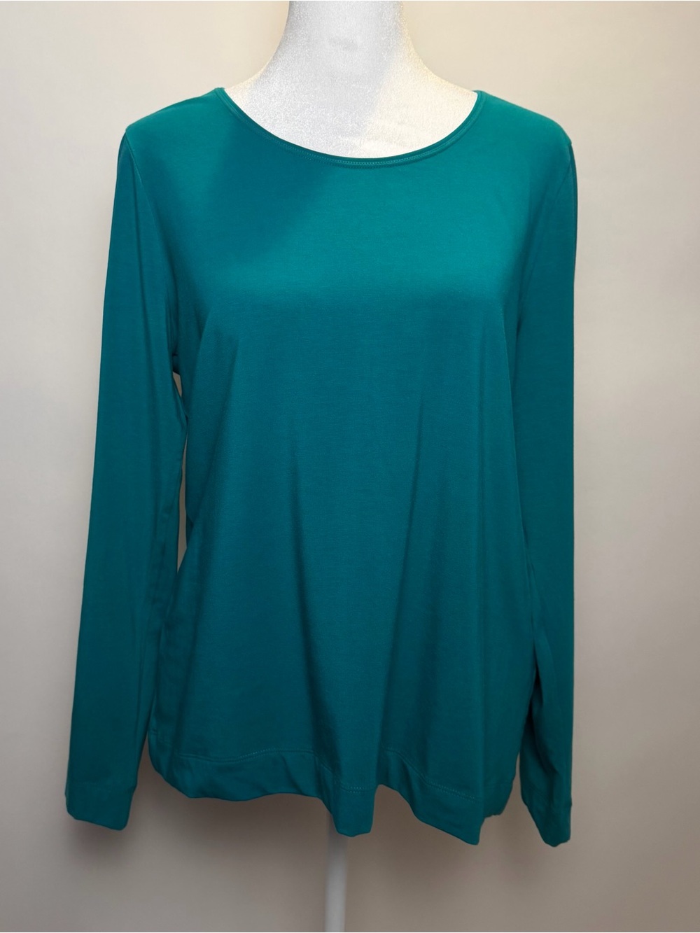 Chico's Teal Long-Sleeve Scoop Neck Top